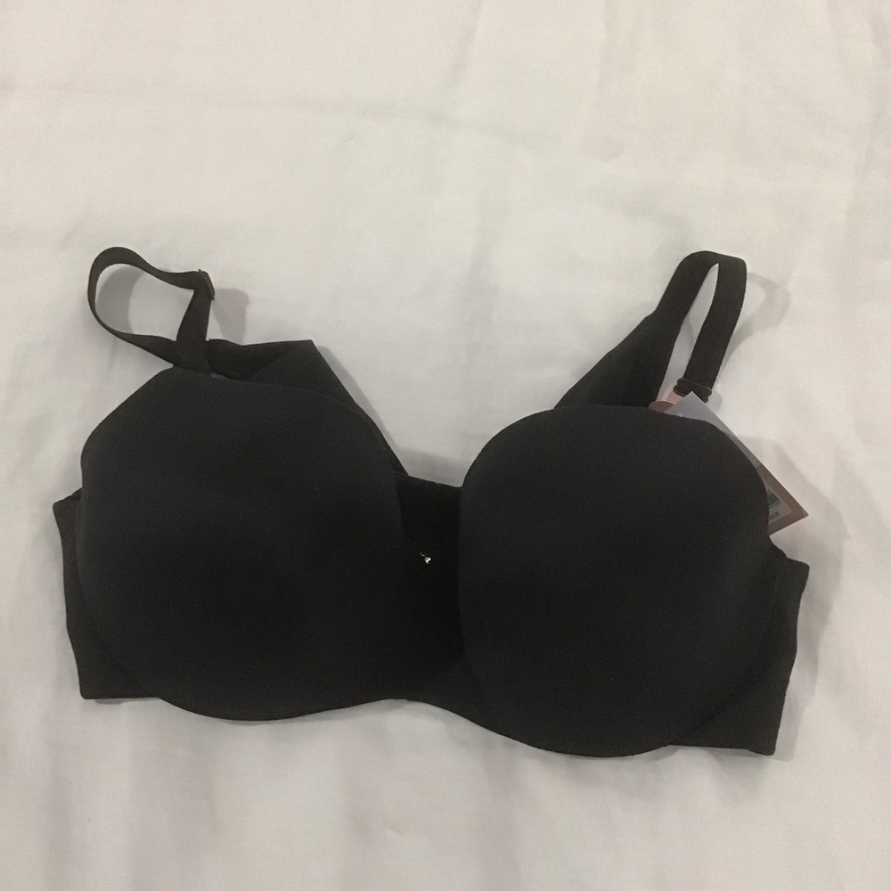 Cacique NWT Backsmoother  Lightly Lined Balconette Black Bra Size 38DD